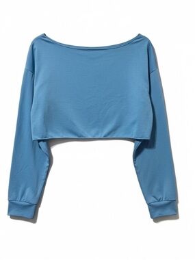 Shein Blue Long Sleeve Crop Top – Size M
